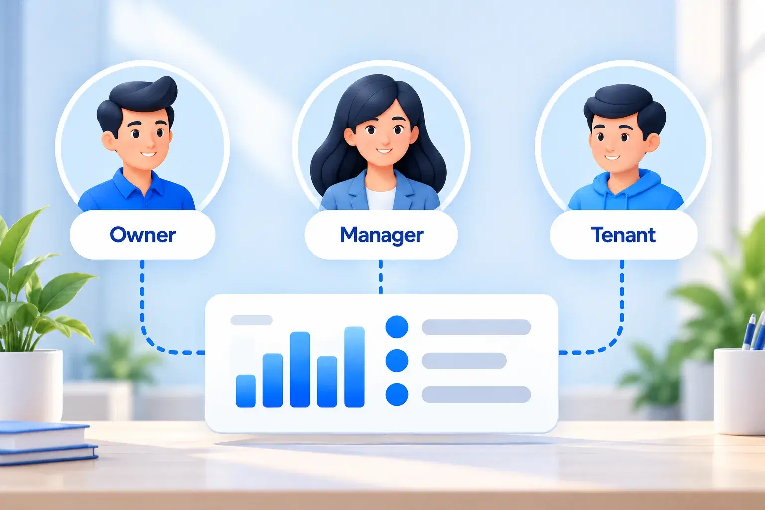 The owner, the desk, and the tenant seeing the same usage & recharge records