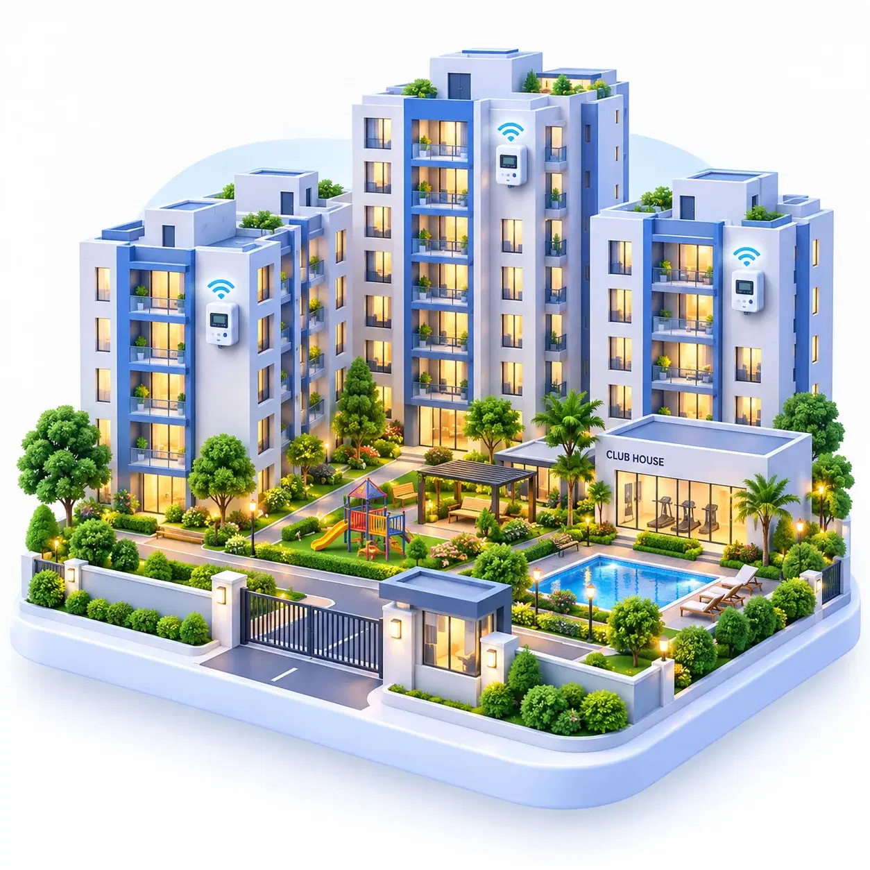 Housing society with Qube submeters for flats and common areas